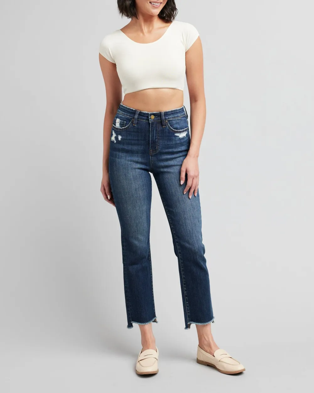 Trendy Cropped Crew Neck Tee