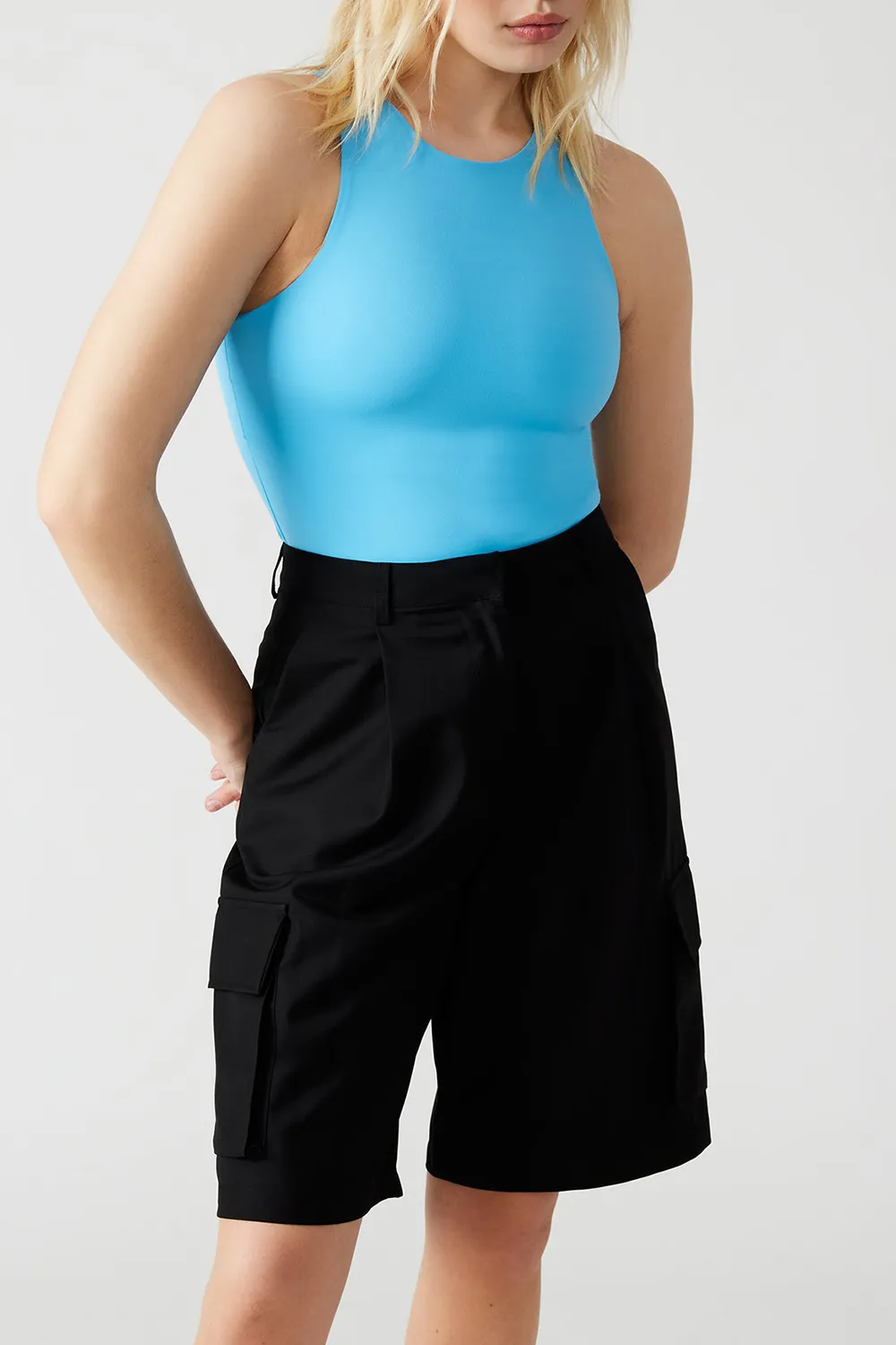 Nylon Fabric Bodysuit Blue