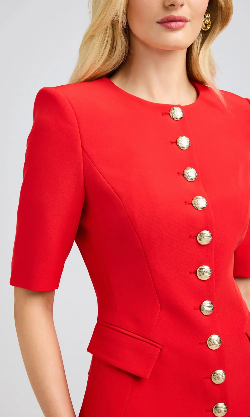 Red Sleeveless Crepe Jacket