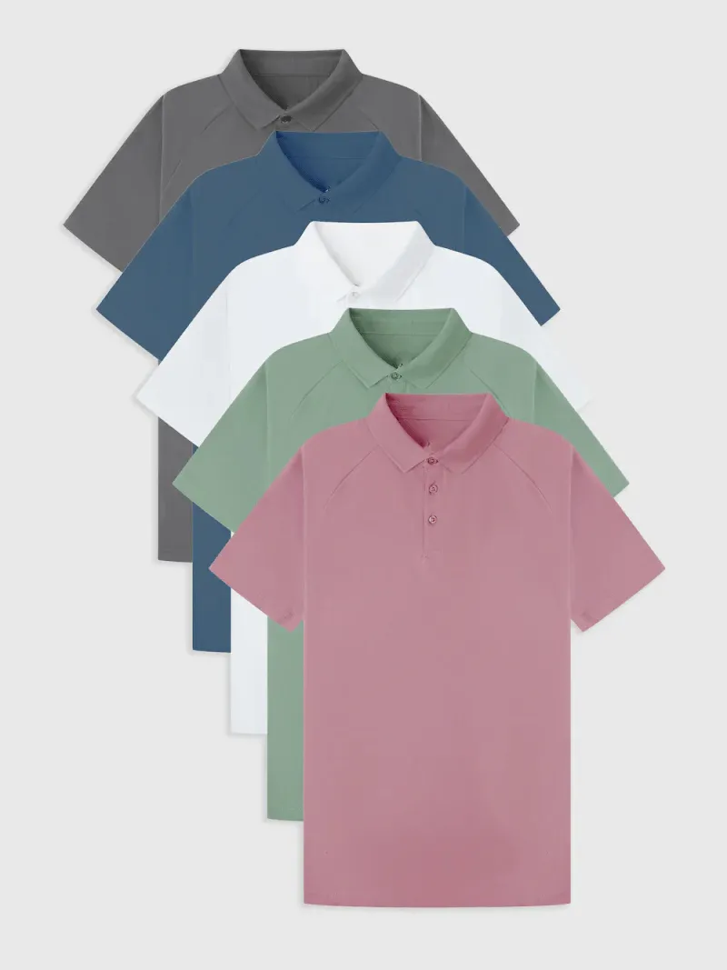 Soft Simple  Athletic Pastels Polo 5-Pack