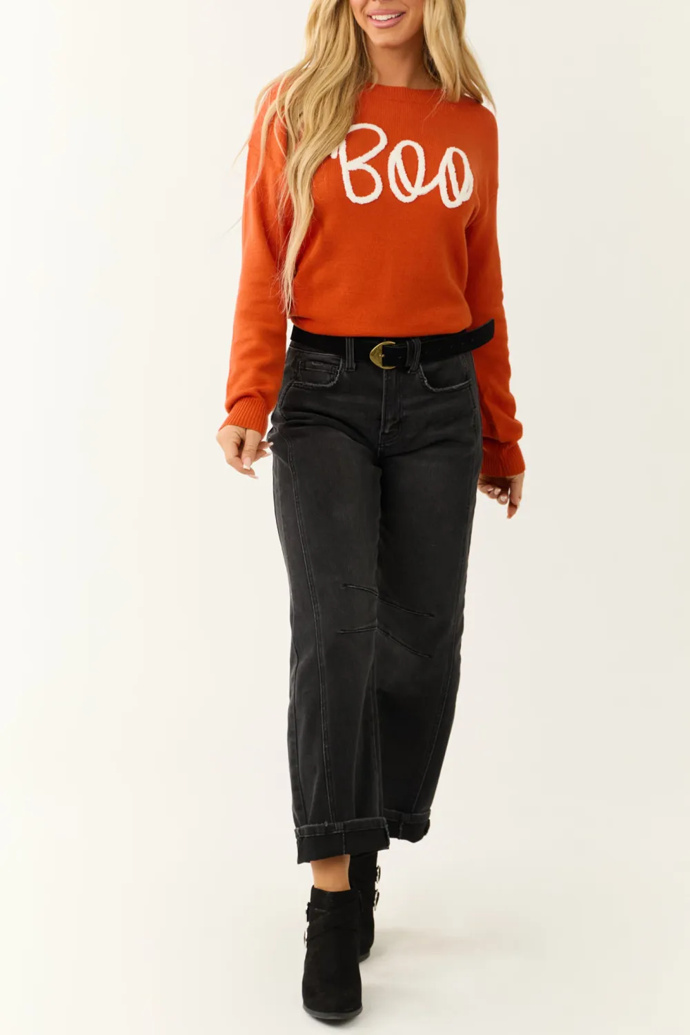 Fire Graphic Drop Shoulder Knit Sweater