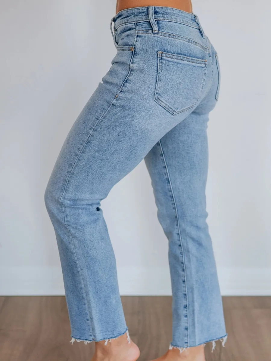 High Rise Ankle Straight Jeans