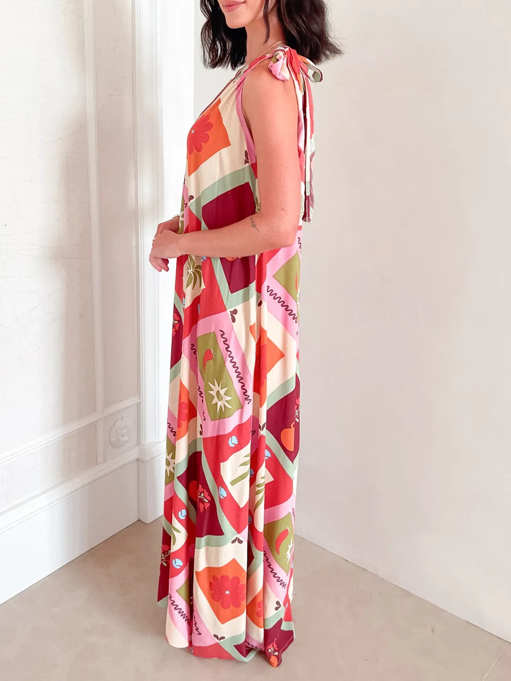 Multi Print Casual Style Dress