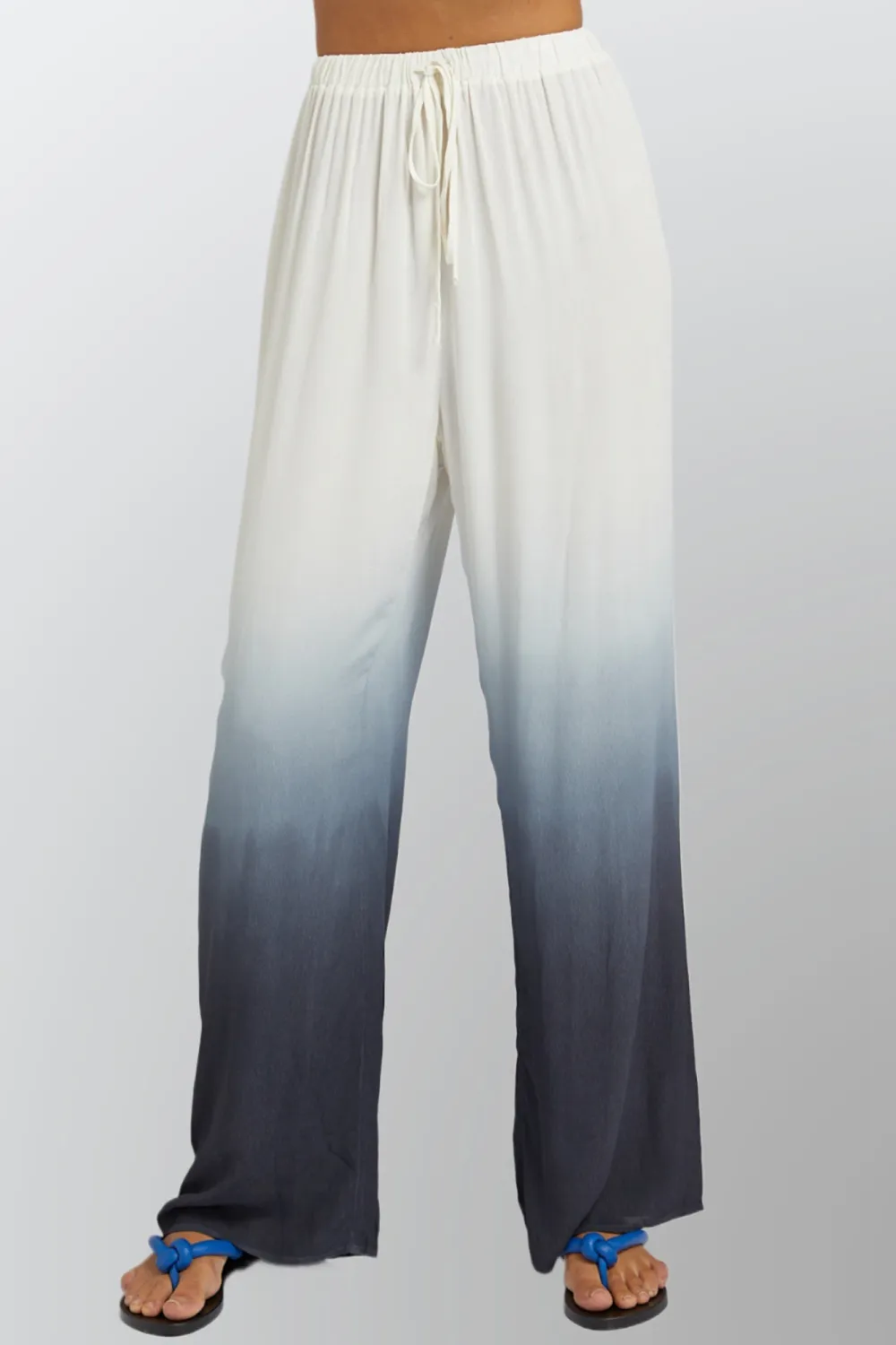 White Minimalist Tie-Dye Gradient Loose Straight  Pants