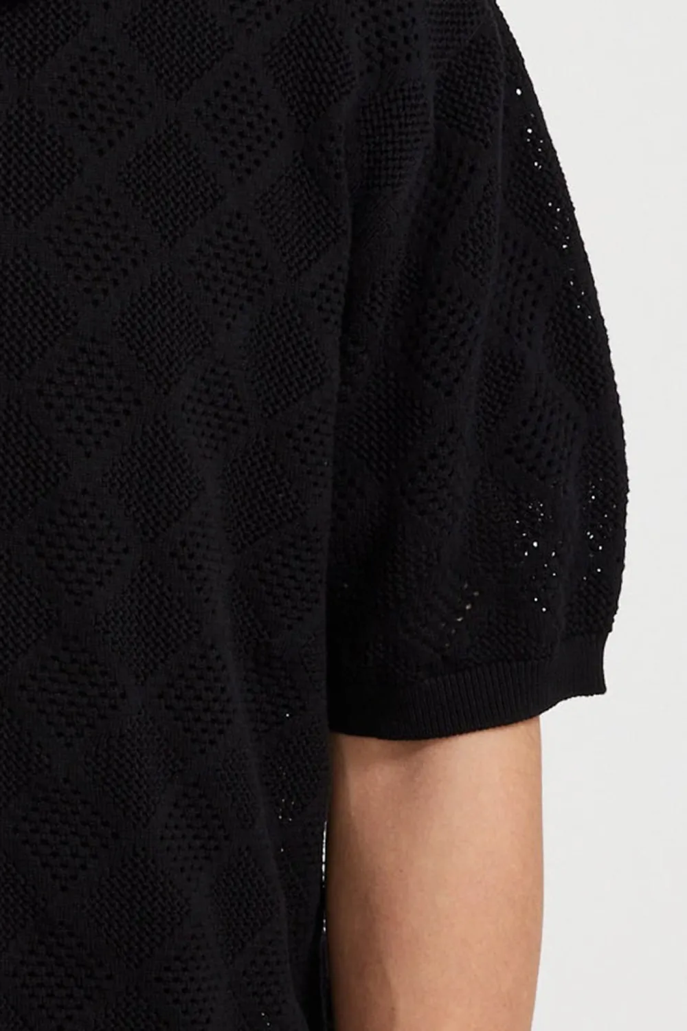 Zip Knit Polo Mesh Black