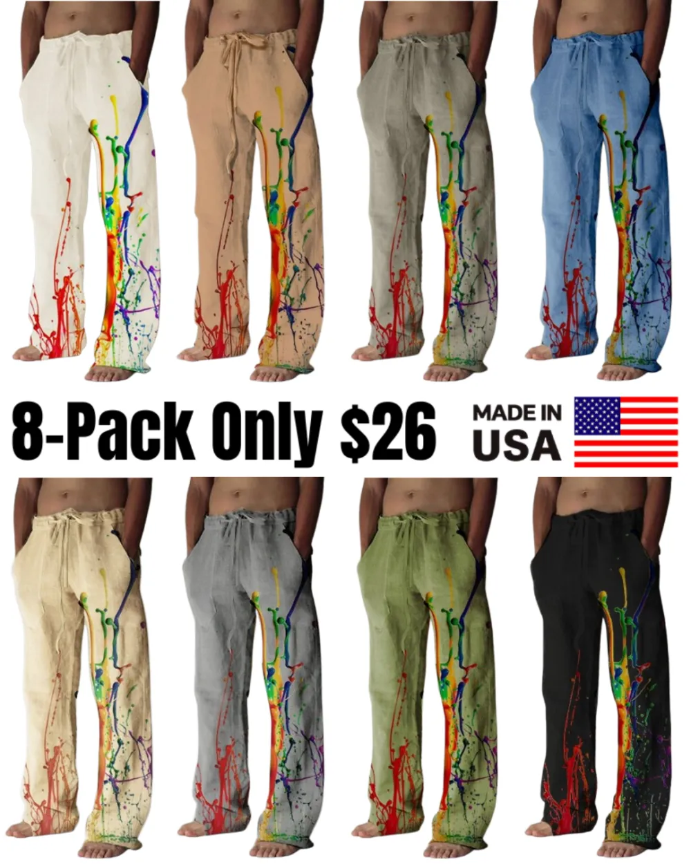 Men's Graphic Prints Graffiti Linen Pants