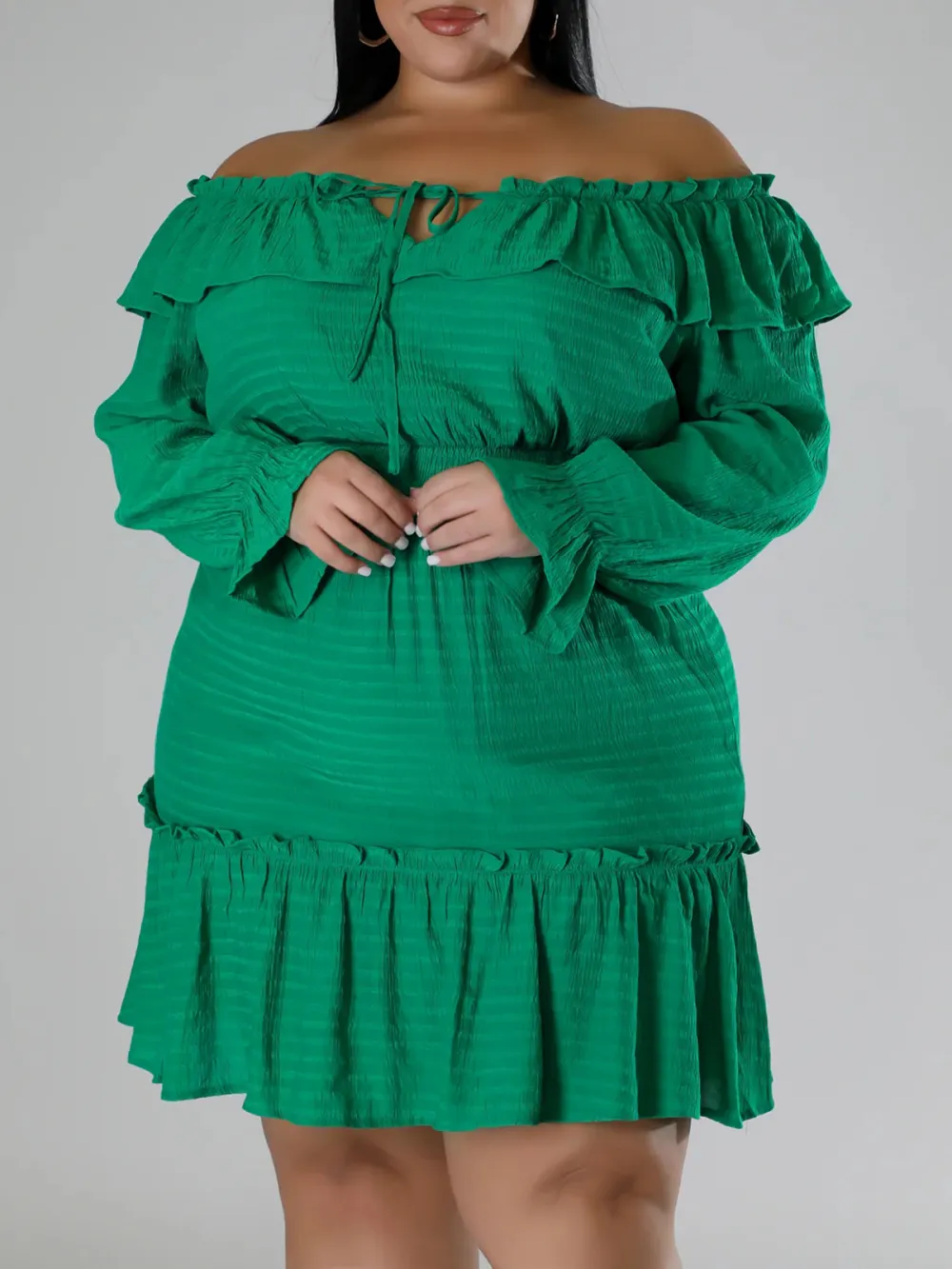 Straight Neck Tie Front Dress