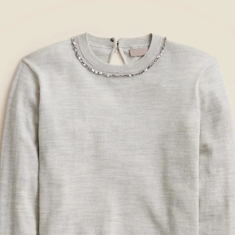 Embellished Fitted Crewneck Sweaters