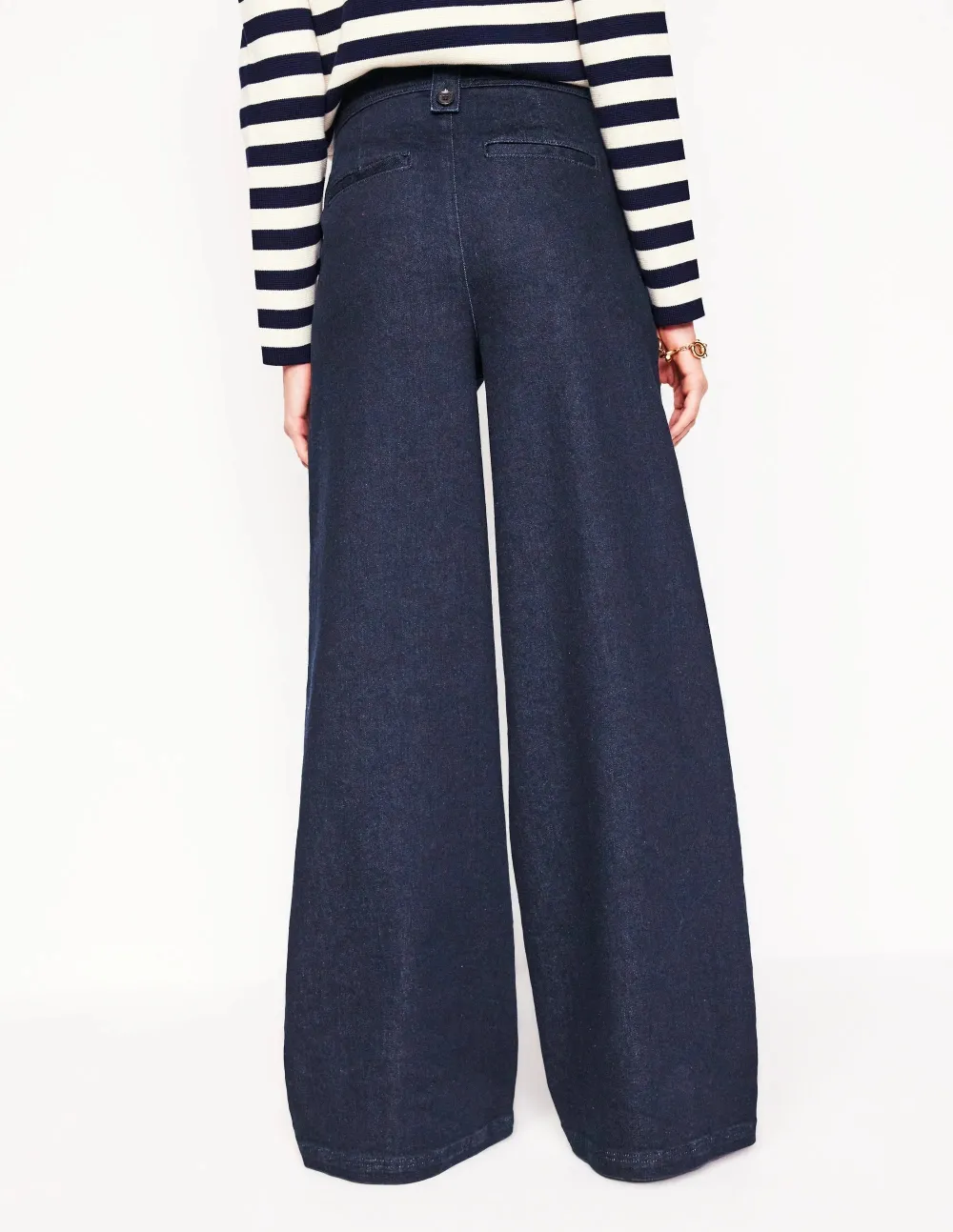 Navy Blue Wide - Leg Trousers