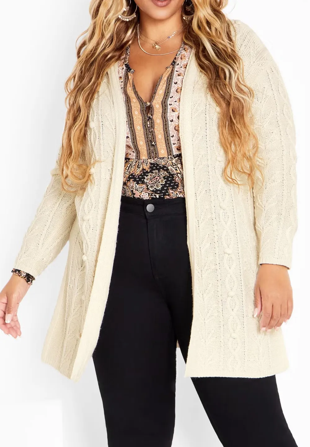 Solid Color Fitted Knitted Cardigan