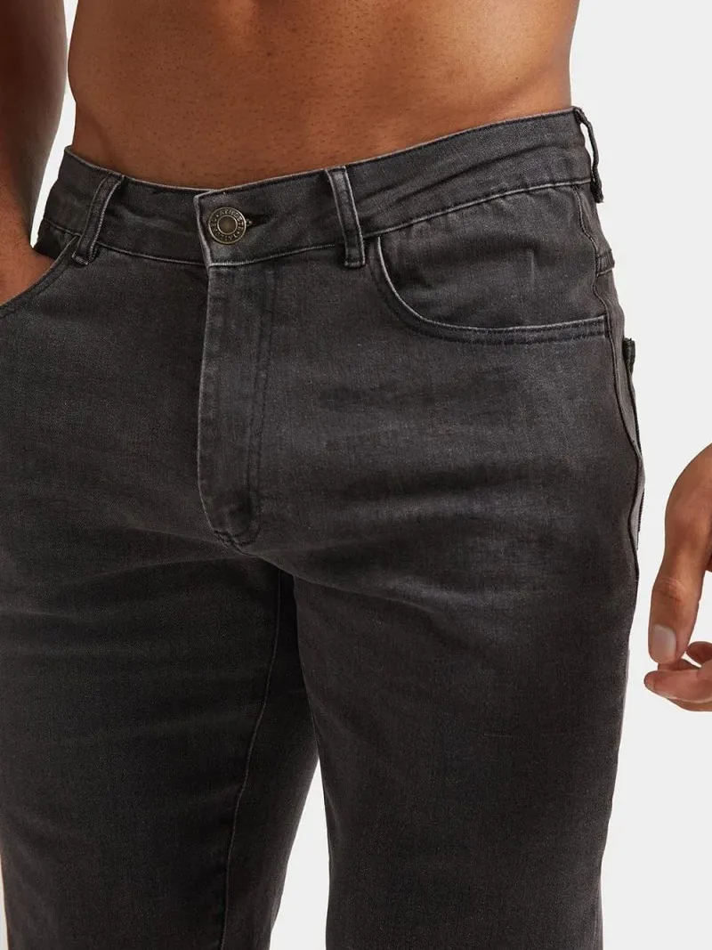 Dark Grey Casual Daily Soft  Athletic Jeans