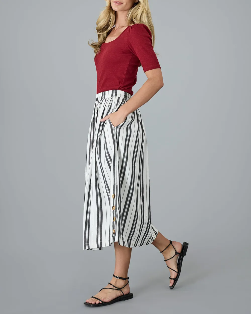 Black Striped Maxi Skirt