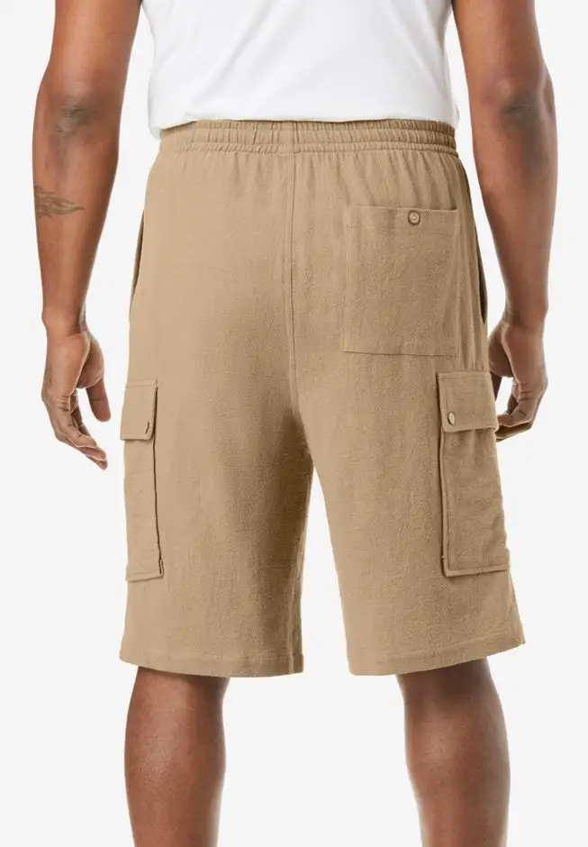 Full Elastic Waist Gauze Cargo Shorts