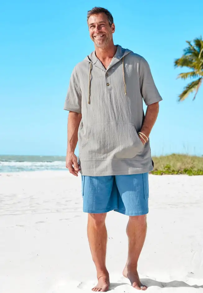 Gauze Short-Sleeve Hoodie