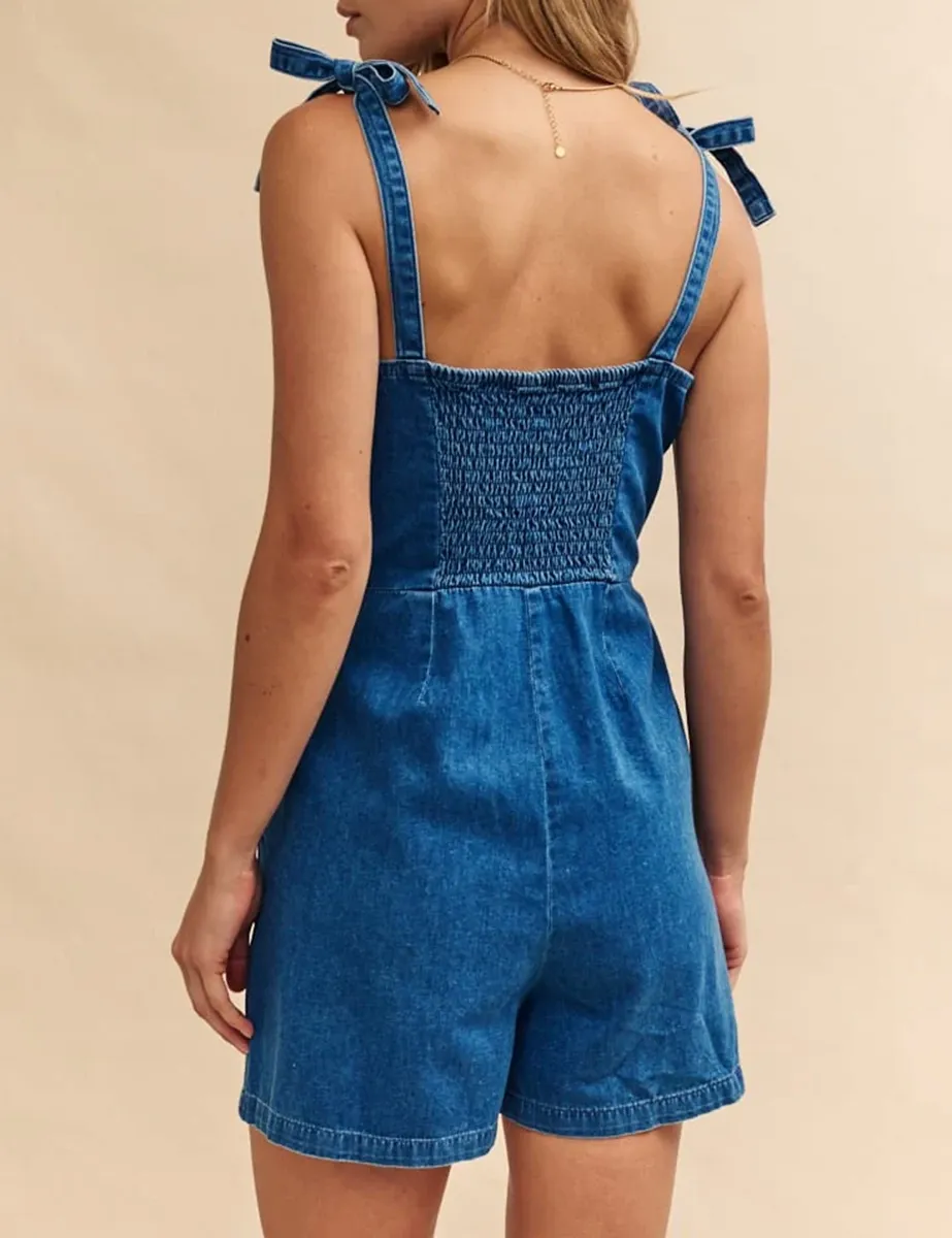Mid Wash Blue Denim Meg Playsuit