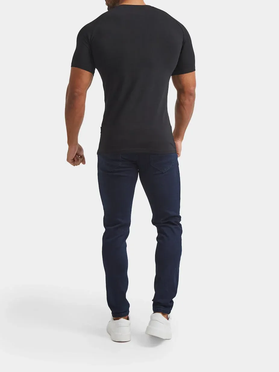 Black Soft  Athletic V-Neck Tees