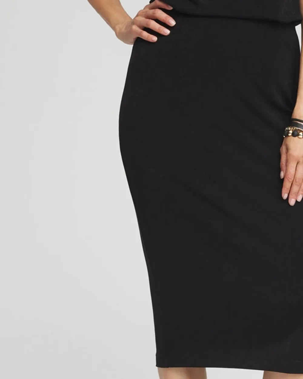 High Waisted Pencil Midi Skirt