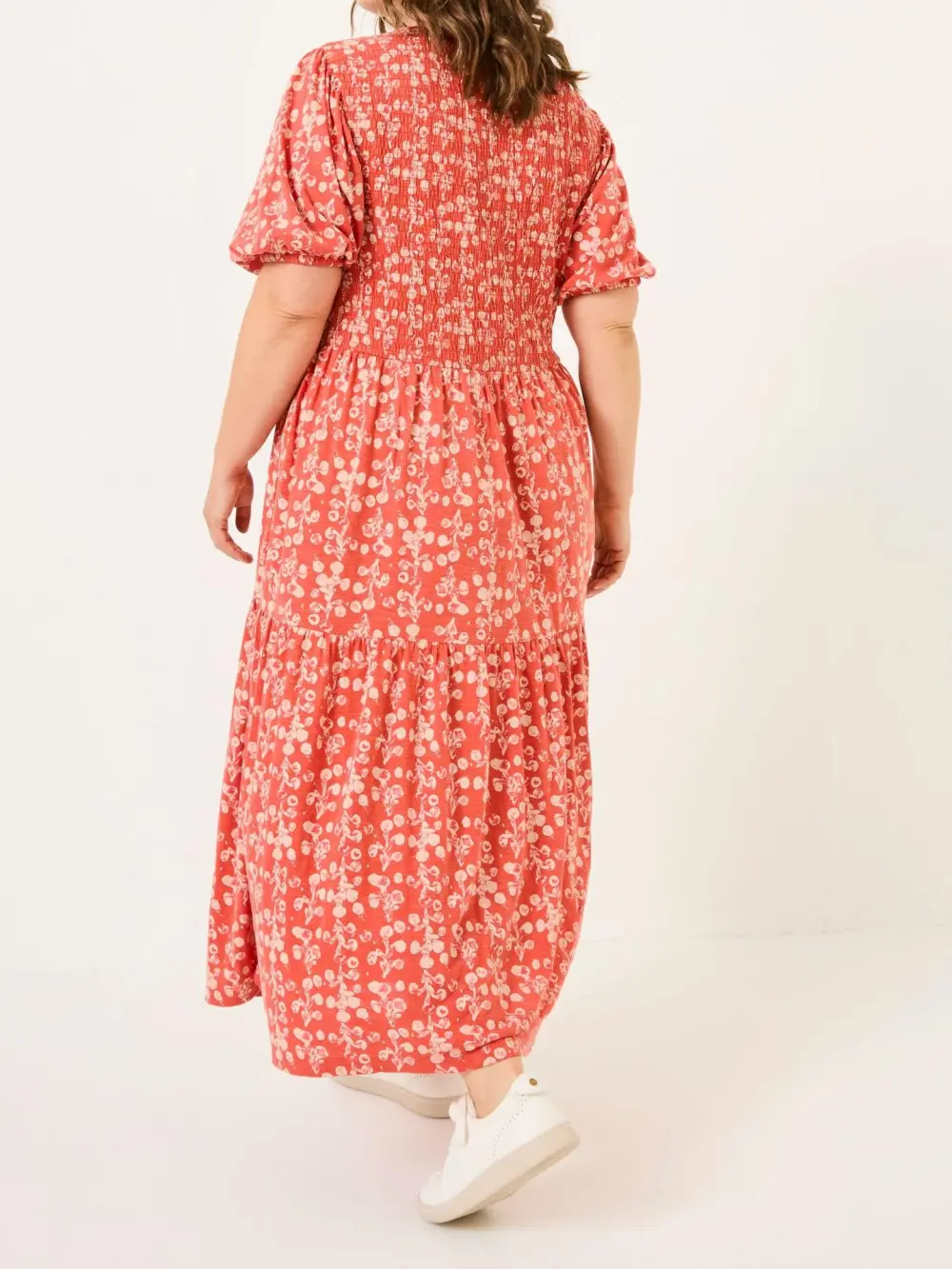 Burnt Orange Floral Midi Dress