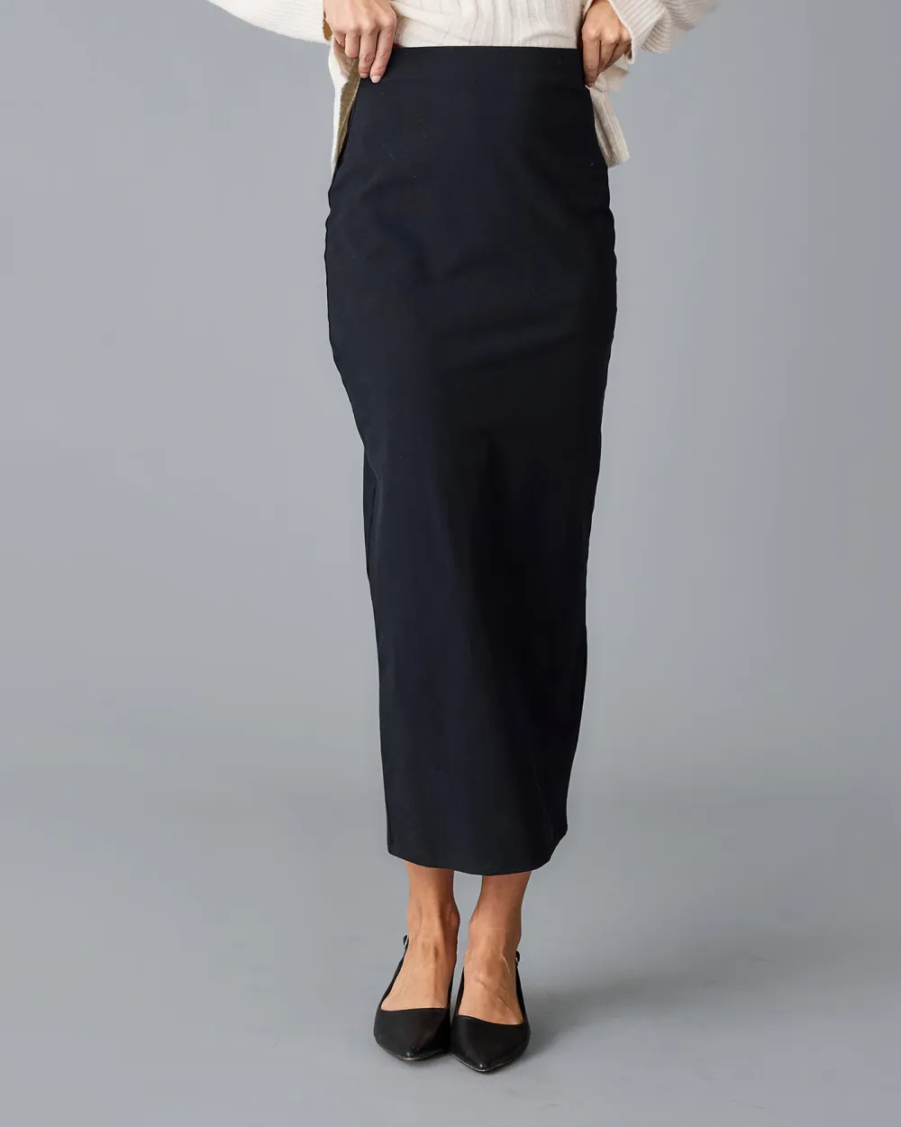 Black Knit Midi Skirt