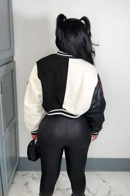 Apex Two-Tone Cropped Varsity Jacket