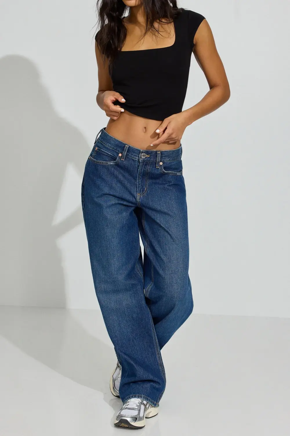 Square Neck Black Crop T-Shirt