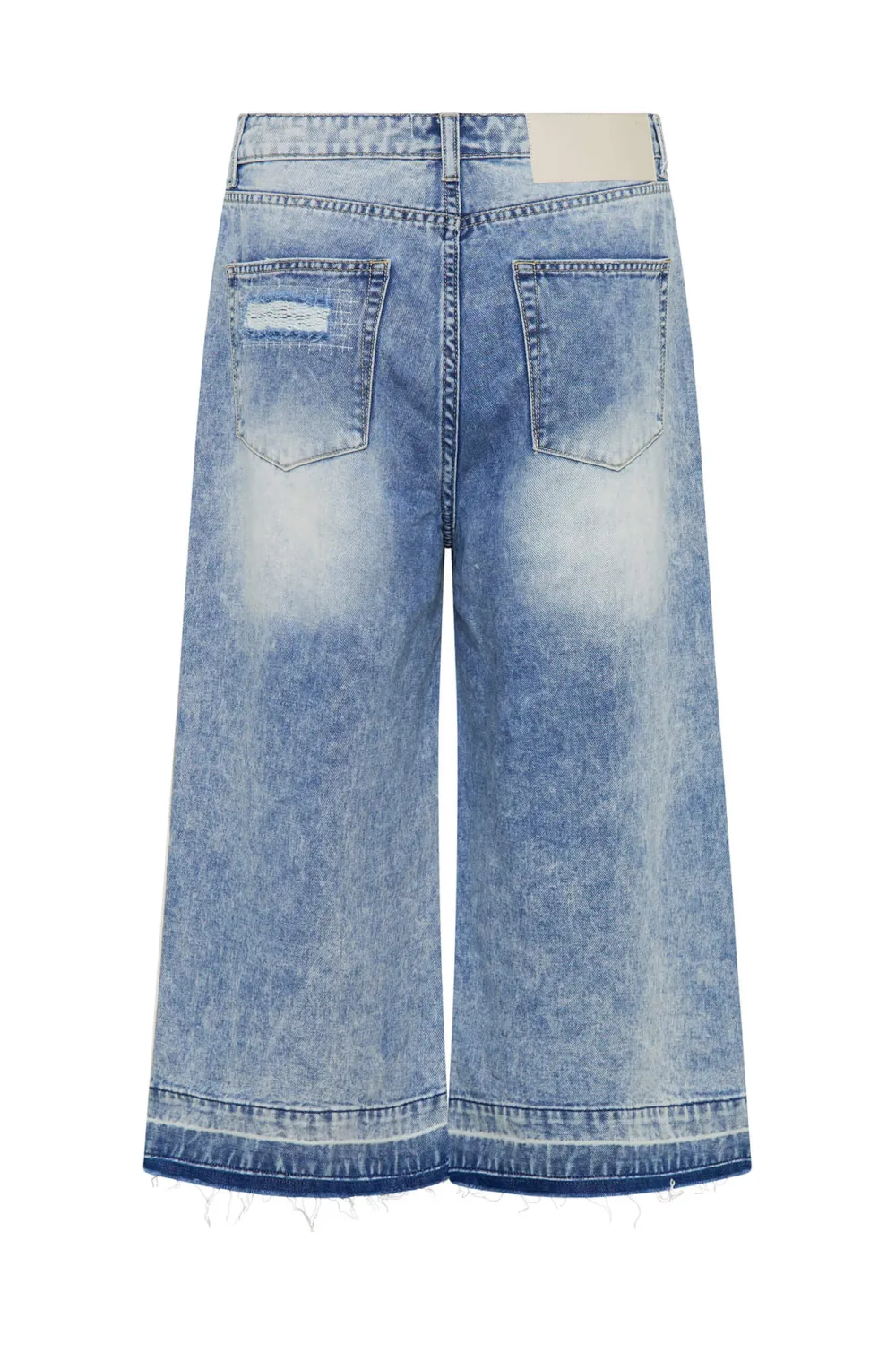 Blue Retro Loose Straight-Leg Denim Shorts