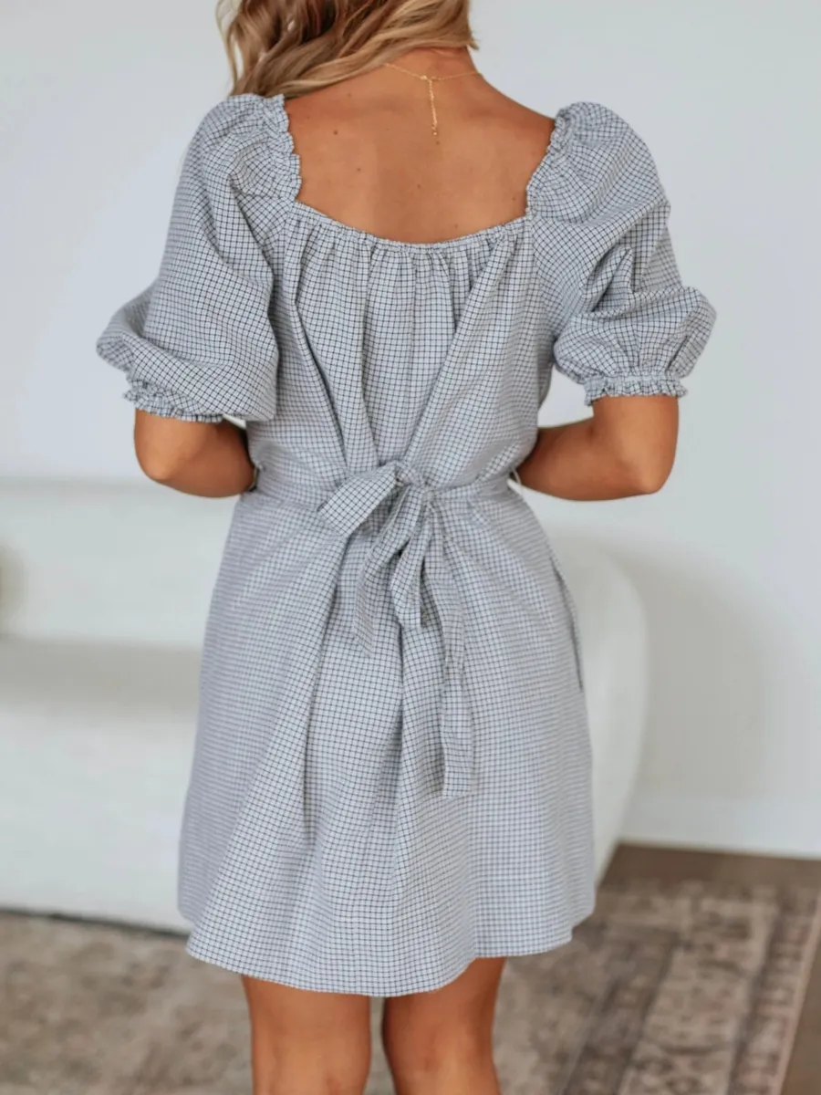 Gingham Puff Sleeve Dress