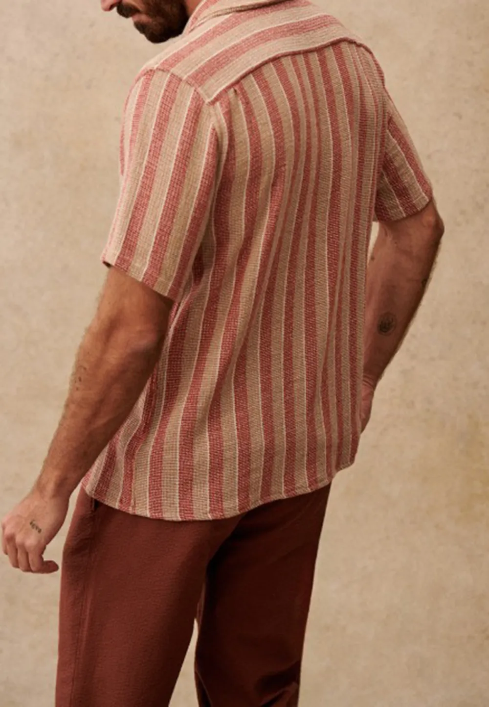 Shirt-Textured Rust / Beige stripes
