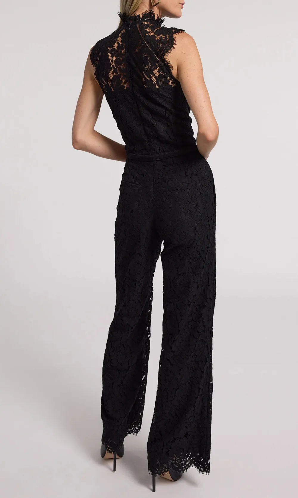 Black Lace Panel Top Jumpsuit