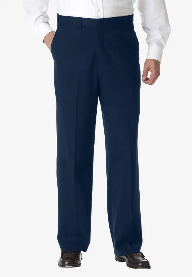 KS Signature No Hassle Classic Fit Expandable Waist Plain Front Dress Pants