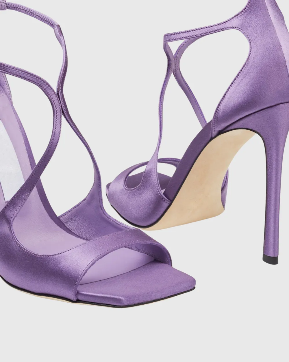 Strap Satin Sandals in Violet