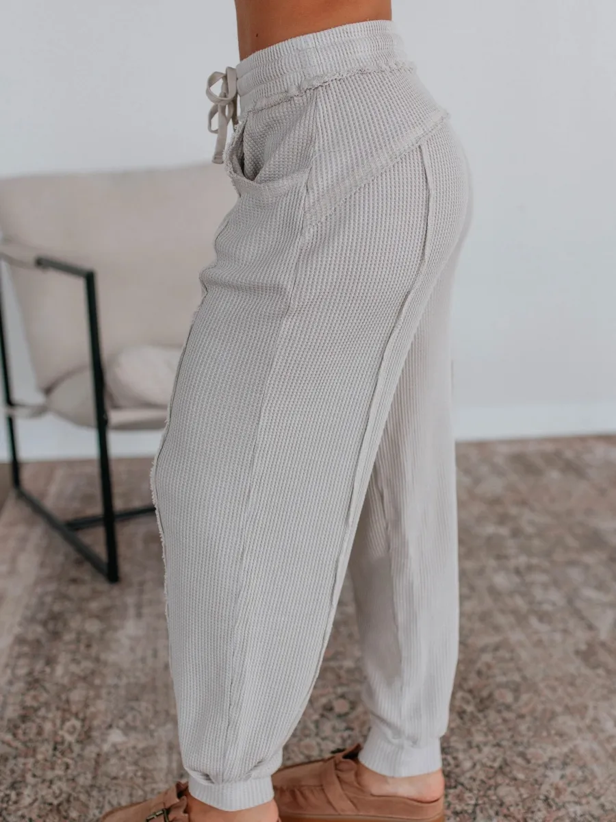 Raw Seam Waffle Pants
