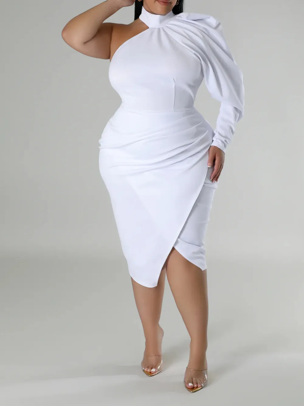 Satin One Shoulders Dress