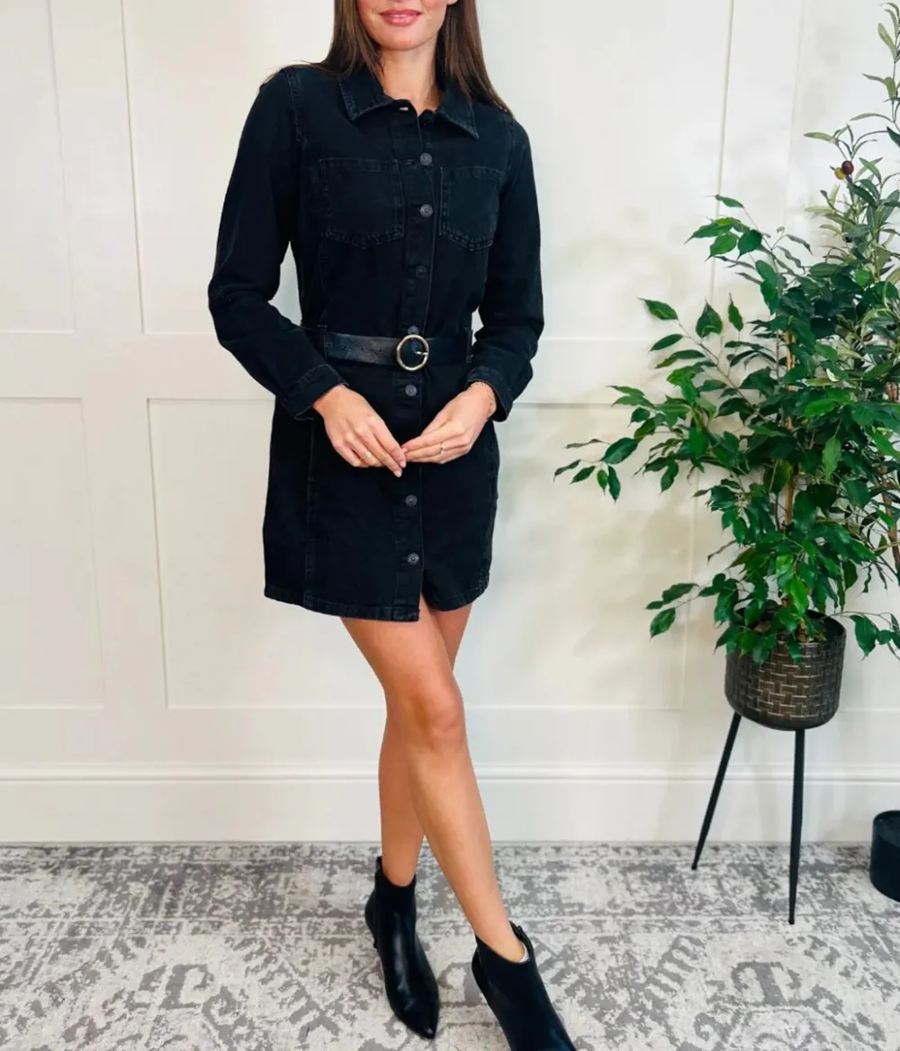 Black Denim Shirt Dress