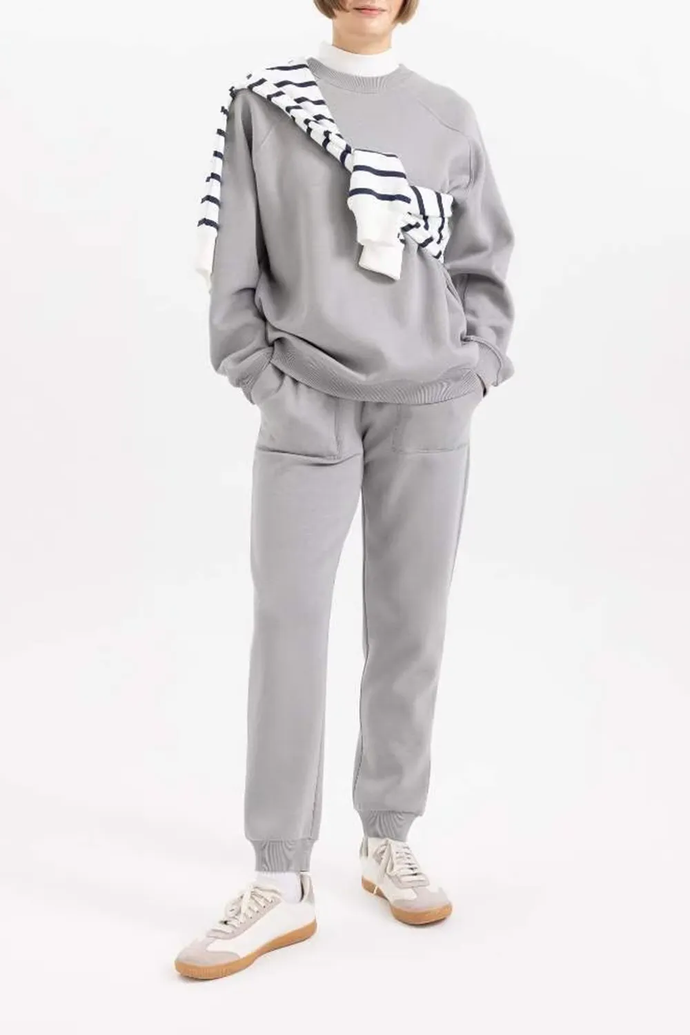 High-waisted Plain Long Pants