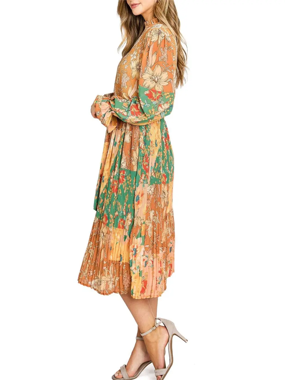 Multicolor Boho - Print Belted Midi Dress