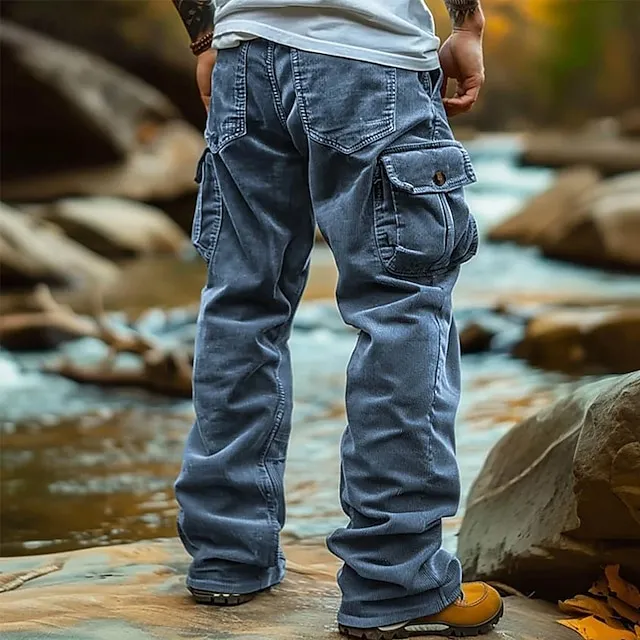 Men's Straight Leg Casual Corduroy Cargo Pants