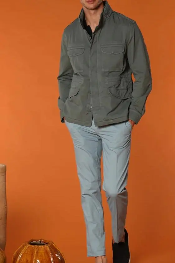 Lightweight Cotton Twill Men's Dark Green Jacket