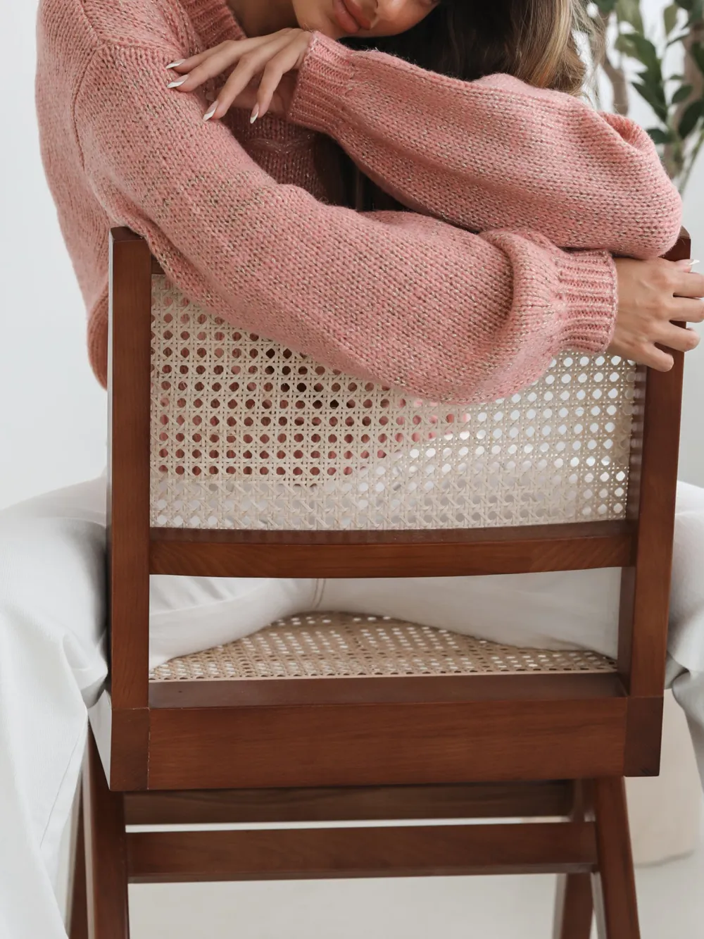 Pink Casual Style Crew Neck Knit