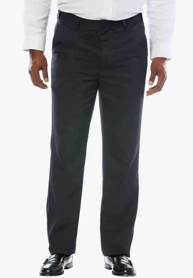 KS Signature No Hassle Classic Fit Expandable Waist Plain Front Dress Pants
