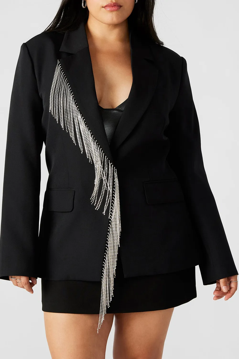 V-Neck Blazer Black