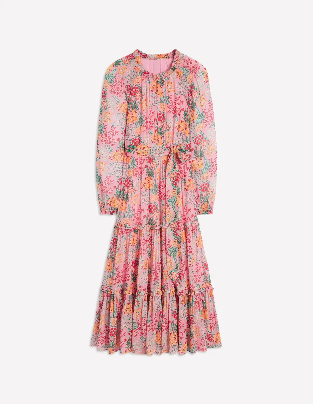 Light Pink Floral Tiered Maxi Dress