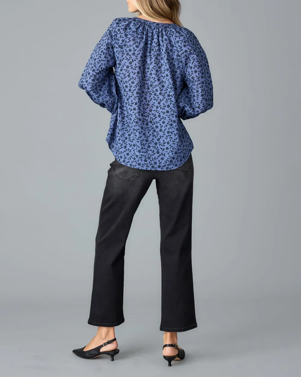 Stylish Blue V-Neck Blouse