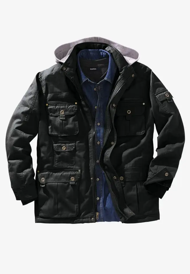 9 Pocket Twill Utility Jacket with Removable Hood