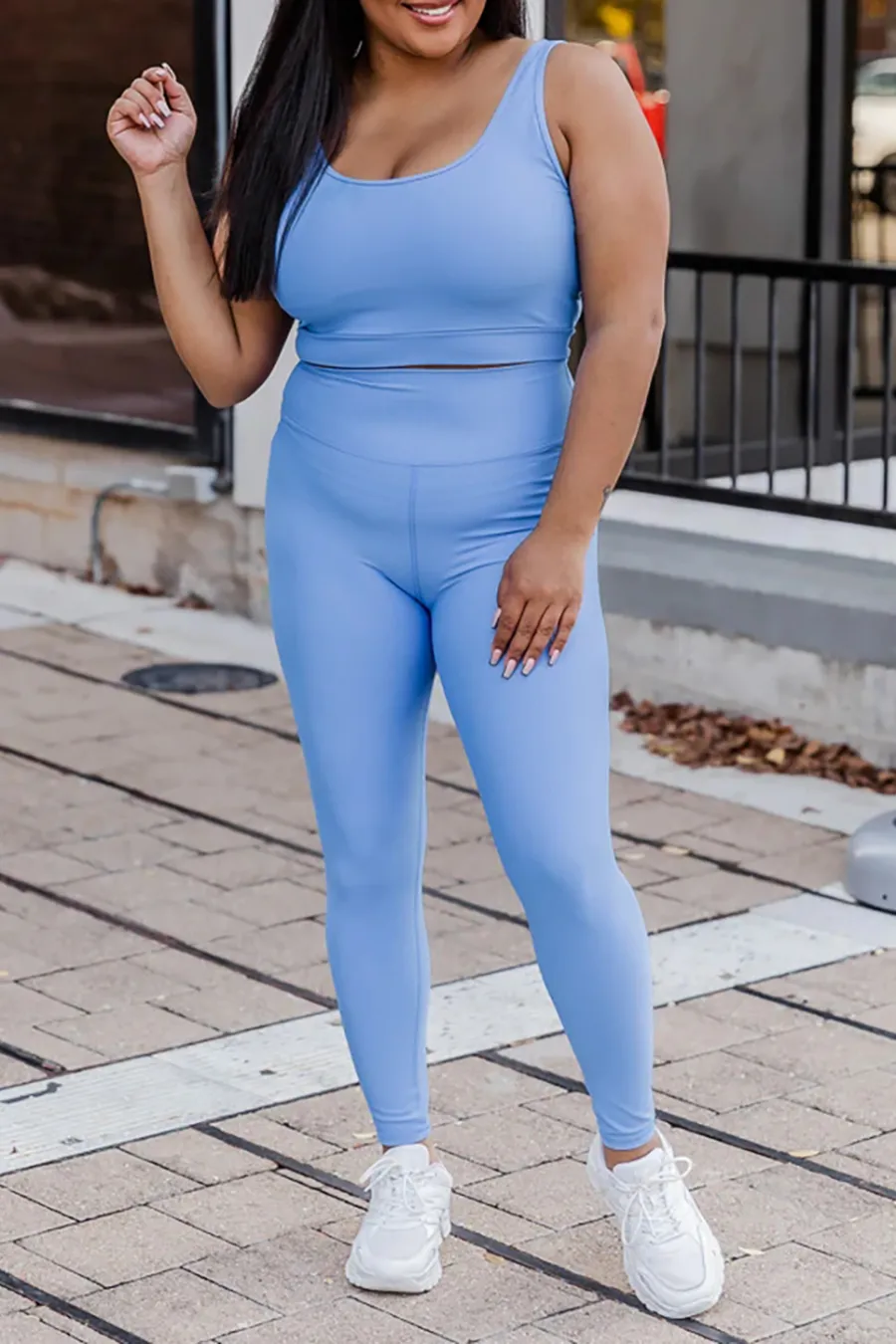 Ribbed Blue Leggings