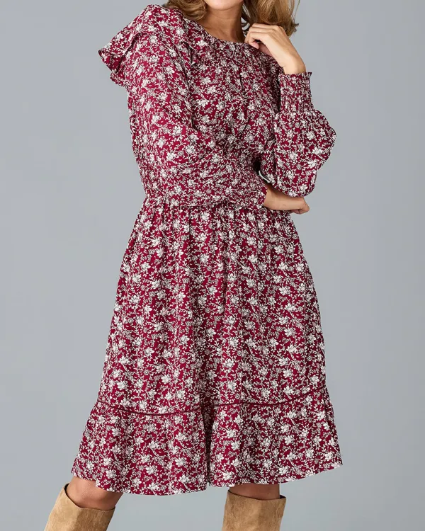 Small Floral Print Midi Dress