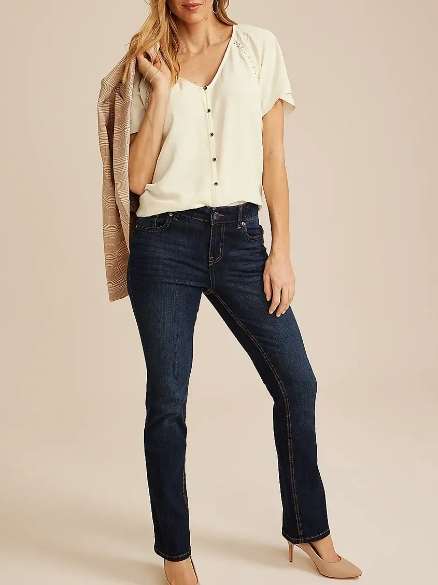 V-Neck Short Sleeve Blouse