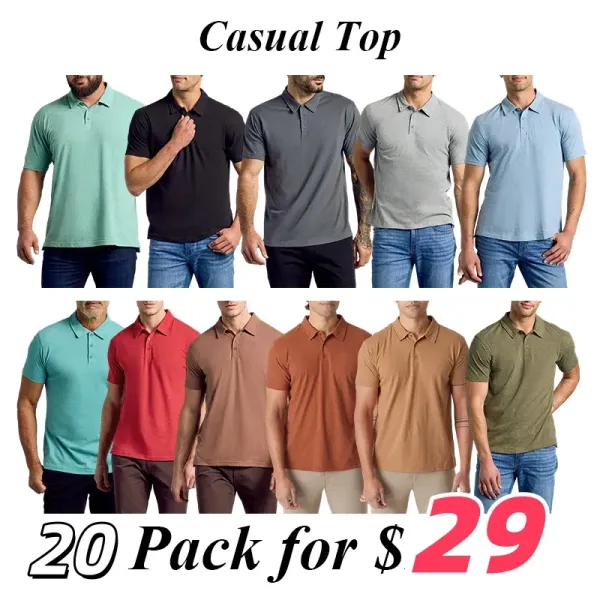 RL Men'S Casual Business POLO Shirt, Breathable Pique Fabric,Classic Polo