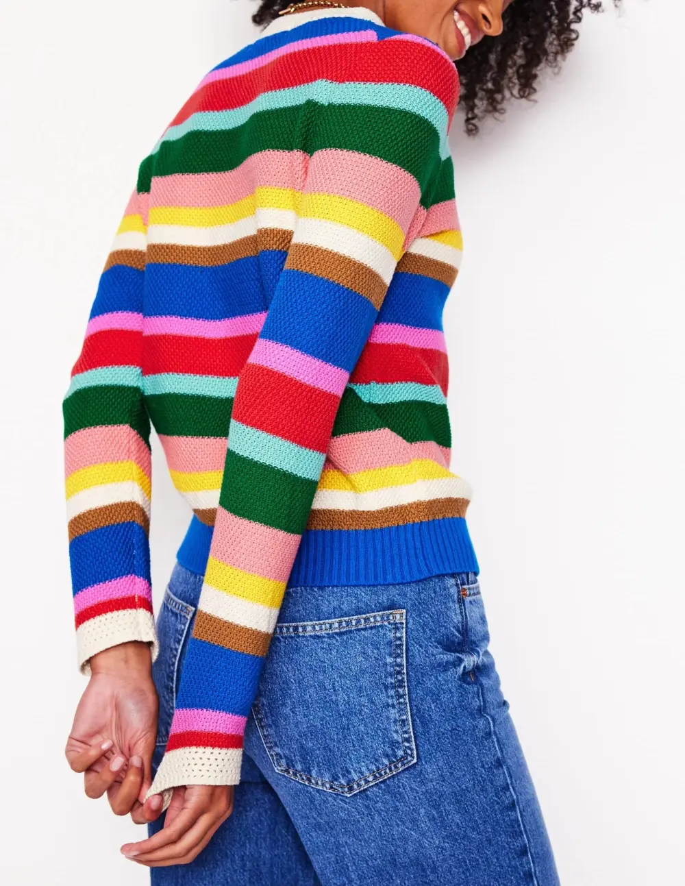 Multicolor Striped Crochet - Trim Cardigan