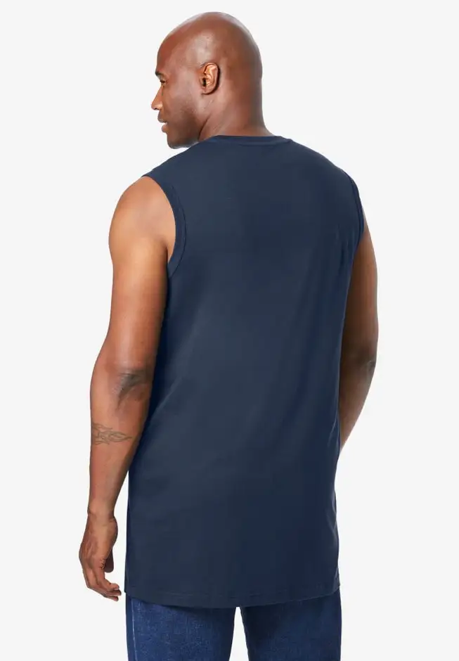 Shrink-Less Longer-Length Lightweight Muscle Pocket Tee